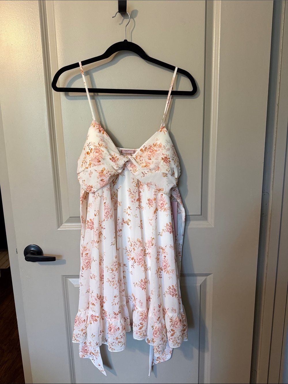 Romantic Floral Slip Dress in White and Pink